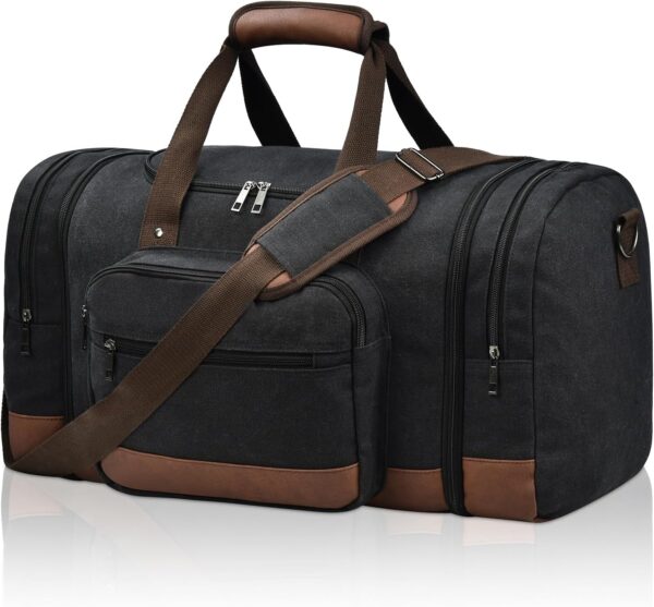 Litvyak Duffle Bag for Travel, Canvas Travel Duffel Bags Overnight Weekend Gym Carry On Luggage Bag for Men & Women(Black)