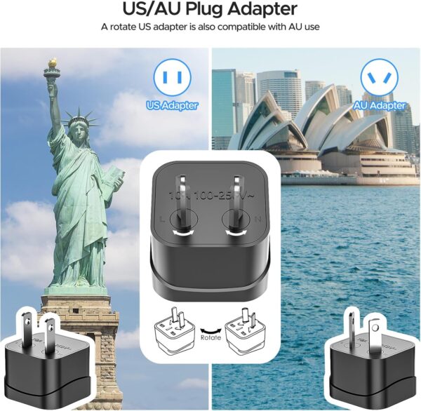 SOKOO 220v to 110v Voltage Converter, International Universal Travel Adapter, 4 USB Ports (1 USB C) Step Down Power Converter Adapter Combo with UK/AU/US/EU Plug Adapter - Image 3