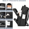 Mens Work Backpack, Black Backpack for Men Women, Bookbag for Men, Book Bag for School Teens, Travel Laptop Backpack Fits 15.6 Inch Notebook, Water Resistant Back Pack with Luggage Strap (Black) - Image 3