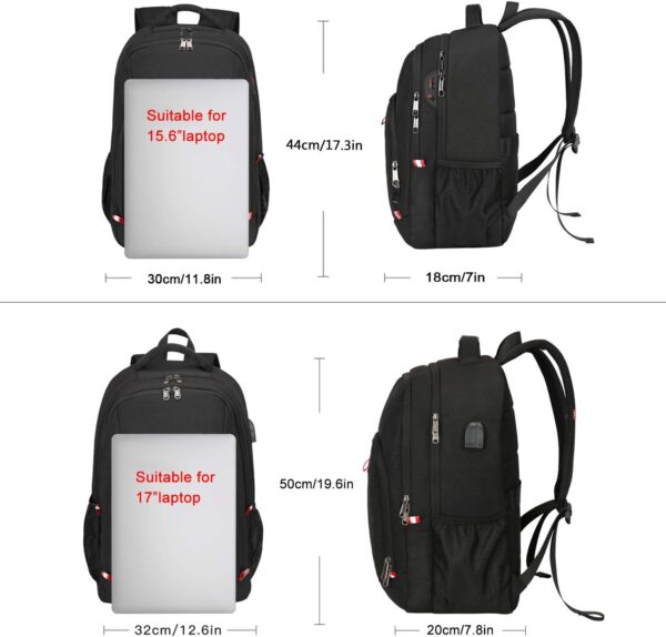 Della Gao Travel Laptop Backpack, Anti Theft Backpack for Men and Women with USB Charging Port Business Computer Backpack Bag (Black, 15.6 Inch) - Image 6