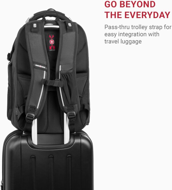 SwissGear Travel Tech Elite Laptop Backpack – Fits Laptops up to 16” – ScanSmart TSA-Friendly Backpack with USB Port, Shoe Compartment & Organizer Pockets – Heather Grey - Image 4