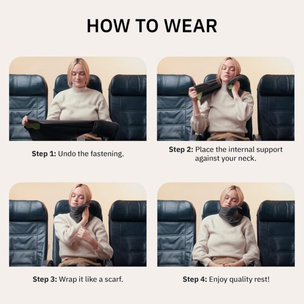 trtl Travel and Airplane Pillow - Real Sleeping Experience on Long Flights - Neck and Shoulder Support - Super-Soft, Lightweight, Easy-to-Carry, and Machine-Washable Flight Pillow - Grey - Image 5