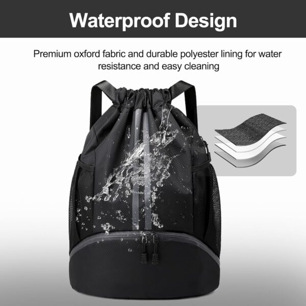 Hoedia Sports Drawstring Backpack - String Swim Gym Bag with Shoes Compartment and Wet Proof Pocket for Women&Men - Image 6