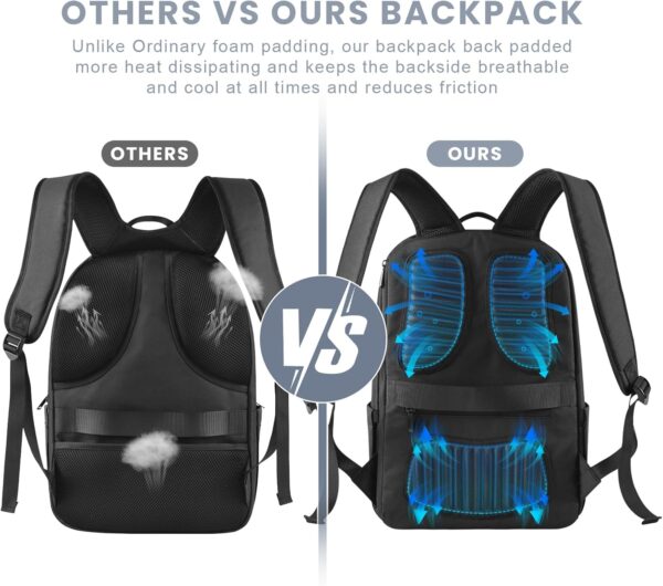Mens Work Backpack, Black Backpack for Men Women, Bookbag for Men, Book Bag for School Teens, Travel Laptop Backpack Fits 15.6 Inch Notebook, Water Resistant Back Pack with Luggage Strap (Black) - Image 6