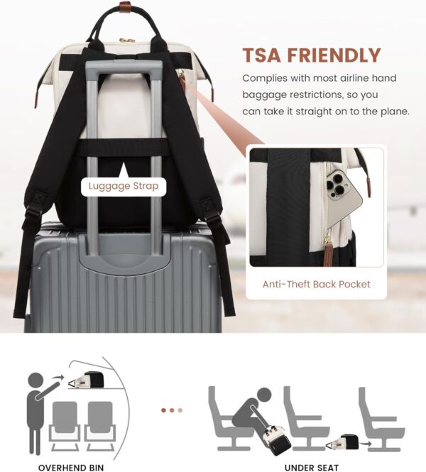 LOVEVOOK Laptop Backpack for Women, 15.6'' Waterproof Nurse Bag Teacher Work Backpack Purse for Women, Travel Computer Backpack for College Office Business Ladies - Image 8
