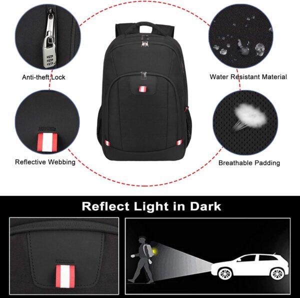 Della Gao Travel Laptop Backpack, Anti Theft Backpack for Men and Women with USB Charging Port Business Computer Backpack Bag (Black, 15.6 Inch) - Image 5