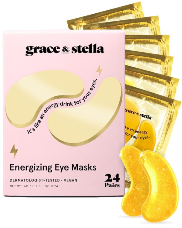 grace & stella Award Winning Under Eye Mask - Travel Essentials - Birthday Gifts for Women - Gel Eye Patches for Dark Circles, Puffy Eyes, Wrinkles, Undereye Bags - Vegan - Self Care (24 Pairs, Gold) - Image 11