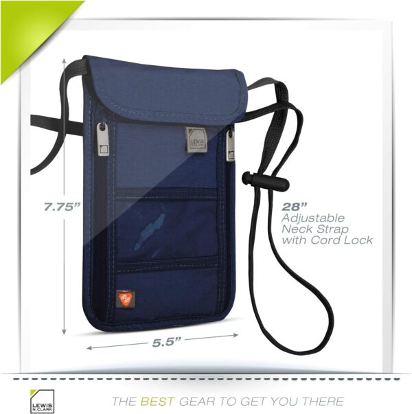 Lewis N. Clark RFID Blocking Stash Neck Wallet, Travel Pouch + Passport Holder for Women & Men, Navy, One Size - Image 10