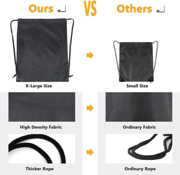 BeeGreen Black Drawstring Backpack Bags Bulk 2 Pack X-Large 22.4" L x 17.5" W Sports Cinch Sack Gym String Bags Machine Washable Heavy Duty String Backpack for Men Women - Image 4