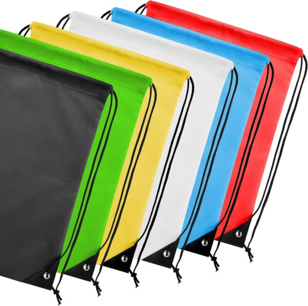 6Pcs Drawstring Backpacks Bulk String Bag Cinch Sack Pack Storage Knapsack Polyester Gift Bags Sports Drawstring Bags for Trip Gym Party Bags(6 Colors) - Image 6