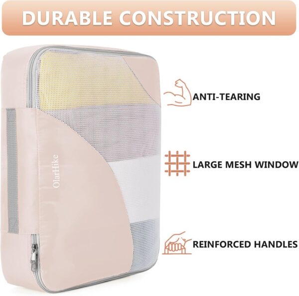 10 Set/8 Set Packing Cubes for Travel, Gifts for Women Mom,Anti-Tearing Suitcase Organizer for Luggage with Shoe & Hanging Toiletry Bag,OlarHike Vacation Essentials & Accessories for Cruise Ship,Cream - Image 4