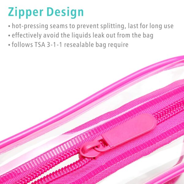 F-color TSA Approved Toiletry Bag - 5 Pack Clear Toiletry Bags Quart Size Travel Bag, Clear Cosmetic Makeup Bags for Women Men, Carry on Airport Airline Compliant Bag, 5 Colors(for age 12 or above) - Image 5