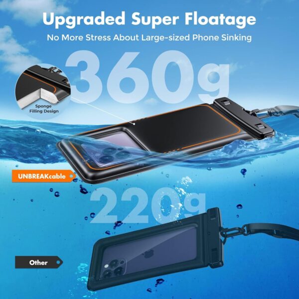 UNBREAKcable Floating Waterproof Phone Pouch 2 Pack, IPX8 Waterproof Phone Case Dry Bag Kayak/Beach/Cruise Travel Essentials, Water Proof Pouch for iPhone 16 15 Pro Max, Samsung S25 Ultra S24 S23-7" - Image 7