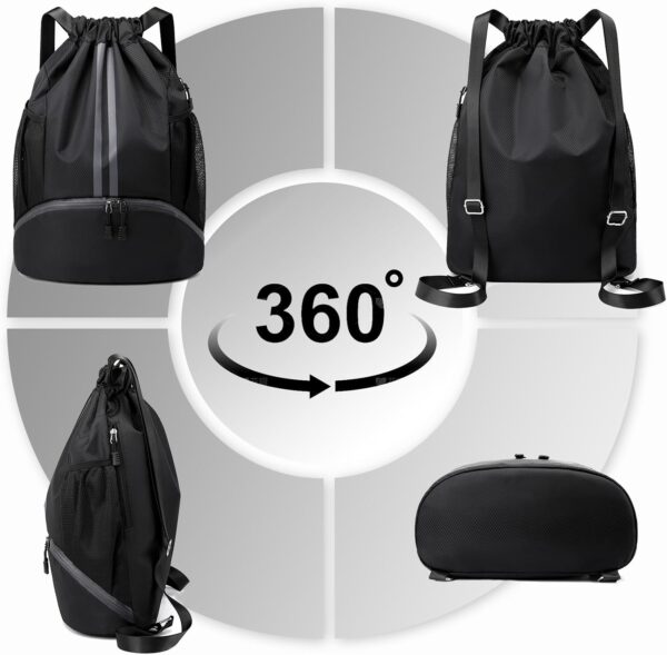 Hoedia Sports Drawstring Backpack - String Swim Gym Bag with Shoes Compartment and Wet Proof Pocket for Women&Men - Image 7