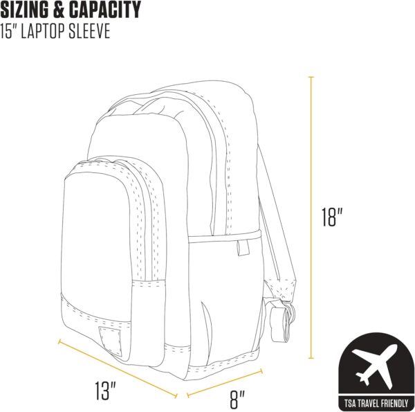 Carhartt 25L Classic Backpack, Durable Water-Resistant Pack W/ 15" Laptop Sleeve and Multiple Organizational Compartments, Brown, PFAS Free - Image 5