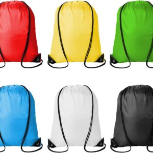 6Pcs Drawstring Backpacks Bulk String Bag Cinch Sack Pack Storage Knapsack Polyester Gift Bags Sports Drawstring Bags for Trip Gym Party Bags(6 Colors)