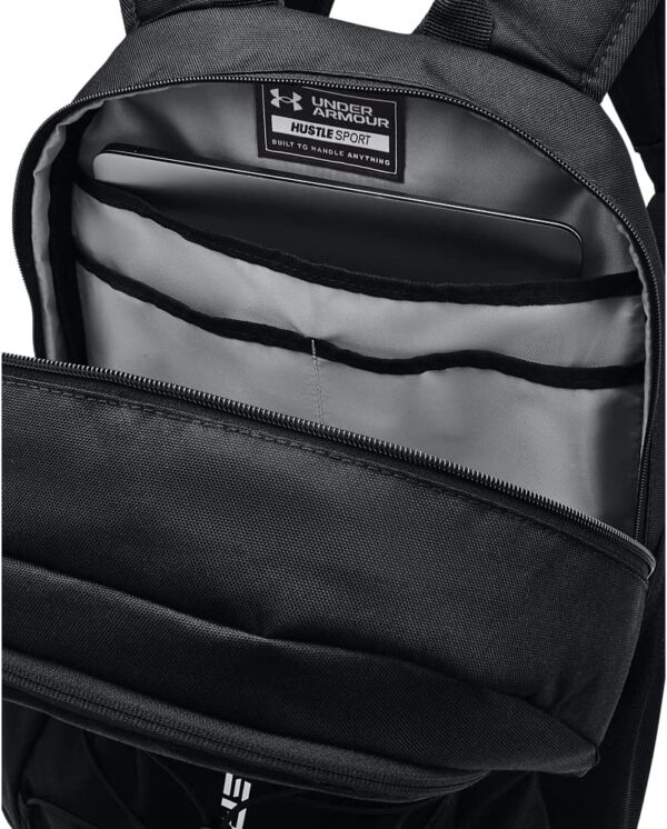 Under Armour Unisex-Adult Hustle Sport Backpack , Black (001)/Silver , One Size Fits All - Image 8