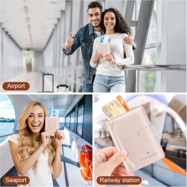 Herain Rose Gold Passport Holder for Travel, Passport Cover Wallet Case Women Men Family Cruise Ship Essentials, RFID Passport Book Holders Travel Gifts Vacation Must Haves - Image 6