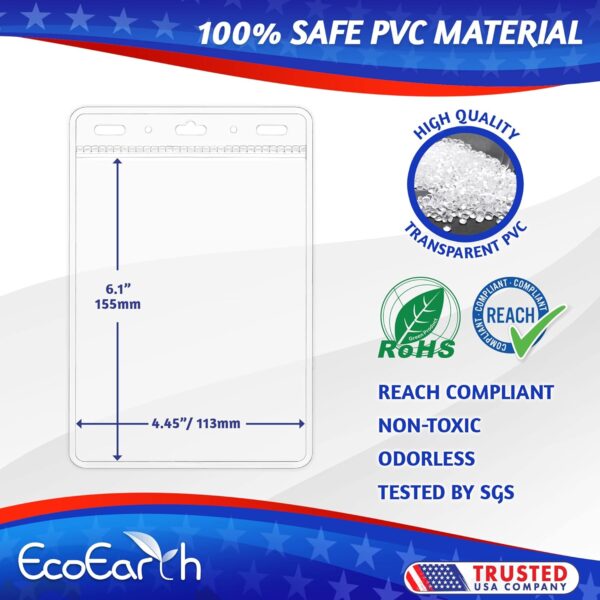 EcoEarth Passport & Identification Card Holders with Soft Edge (Clear, 4x6 Inch, 250 Pack), Extra Large Vertical ID Holder, Zipperless Plastic Name Badge Holders - Image 2