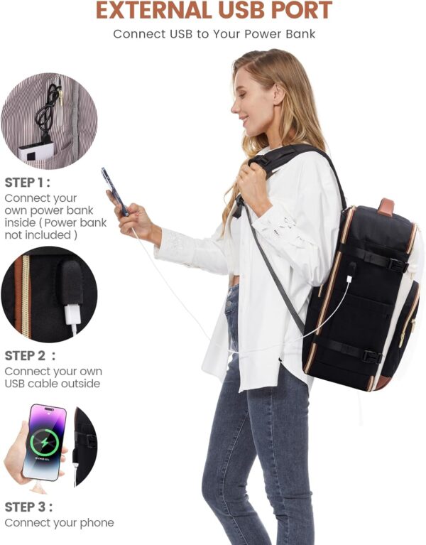 LOVEVOOK Travel Backpack for Women,35L Carry On Backpack for Airplanes,15.6 Inch Laptop Personal Item Travel Bag,TSA Approved Carry On Luggage,Waterproof Weekender Business Hiking Bag - Image 8