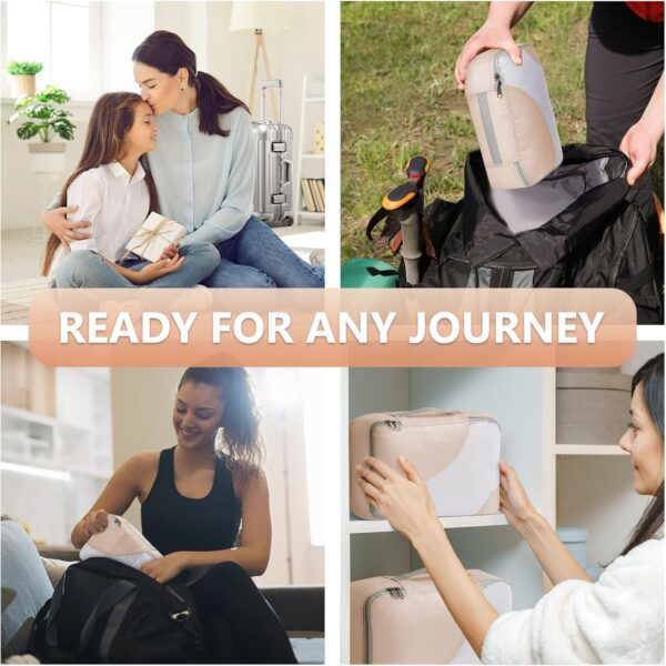 10 Set/8 Set Packing Cubes for Travel, Gifts for Women Mom,Anti-Tearing Suitcase Organizer for Luggage with Shoe & Hanging Toiletry Bag,OlarHike Vacation Essentials & Accessories for Cruise Ship,Cream - Image 5