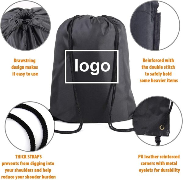 BeeGreen Black Drawstring Backpack Bags Bulk 2 Pack X-Large 22.4" L x 17.5" W Sports Cinch Sack Gym String Bags Machine Washable Heavy Duty String Backpack for Men Women - Image 3