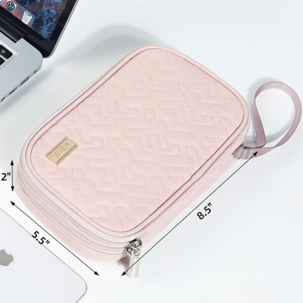NISHEL Travel Cord Organizer Case, Double Layers Tech Electronic Bag, Essentials for Charger, Cable, Phone, Flash drive, Pink - Image 6