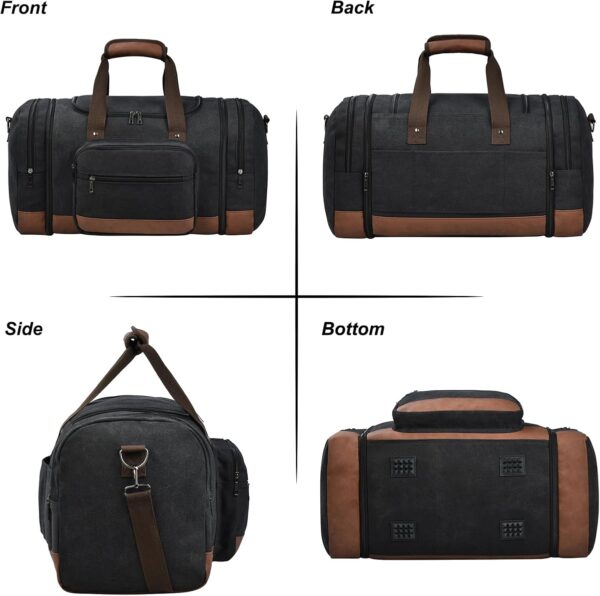 Litvyak Duffle Bag for Travel, Canvas Travel Duffel Bags Overnight Weekend Gym Carry On Luggage Bag for Men & Women(Black) - Image 3