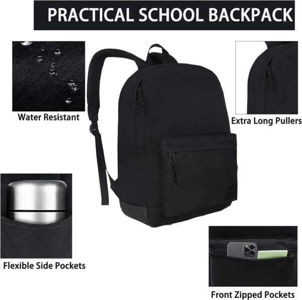 SUPACOOL Casual Laptop Backpack for Men and Women, School Backpack for Boys and Girls, College Bookbag, USB Charging Port, Lightweight Back Pack(Black) - Image 4