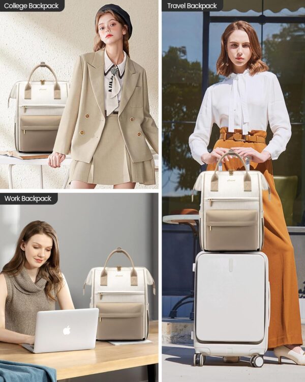 LOVEVOOK Laptop Backpack for Women Teacher Nurse Bag, 15.6 Inch Womens Work Bags, Waterproof Travel Backpack Purse, Business Computer Laptop Bag with USB Port - Image 8