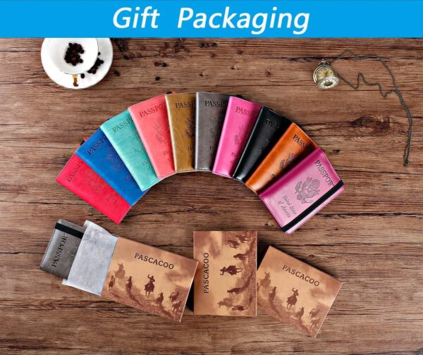 Airtag Passport Holder Cover Wallet Travel Essentials RFID Blocking Leather Card Case International Must Haves Travel Accessories for Women Men(119#Grey) - Image 7