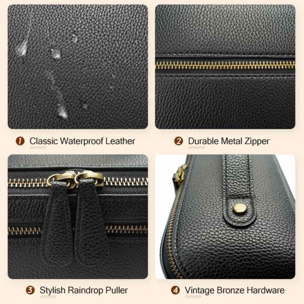 Electronic Organizer Travel Case, Portable Waterproof PU Leather Tech Pouch, Accessories Storage Bag, Compact Travel Cord Organizer for Cable, Charger, Phone, Earbuds (3L Black) - Image 6