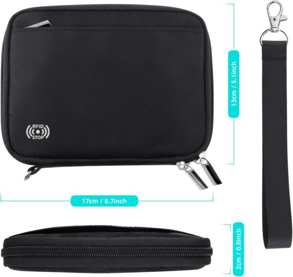 WALNEW Passport Holder Family for 4, RFID Blocking Travel Wallet Women Men, Lightweight Zipper Document Organizer Pouch Bag Credit Cards Case Cover for Travelling, Black - Image 2