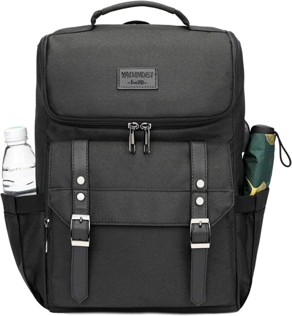 YALUNDISI Vintage Backpack Travel Laptop Backpack with usb Charging Port for Women & Men College Backpack Fits 15.6 Inch Laptop Black - Image 2