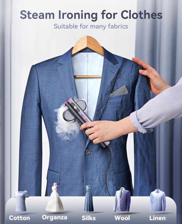 Jack ＆ Rose Travel Steamer for Clothes,100-220V Portable Steamer,15s Heat Up,Steamer ＆ Iron 2 In 1, Travel Size Garment Steamer,Large Ceramic Heat Panel,for Global ＆ Europe Traveling - Image 5