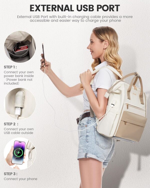 LOVEVOOK Laptop Backpack for Women Teacher Nurse Bag, 15.6 Inch Womens Work Bags, Waterproof Travel Backpack Purse, Business Computer Laptop Bag with USB Port - Image 6