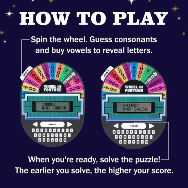 Educational Insights Wheel of Fortune Game - Handheld Electronic Game, Great for Travel, Classic Retro Party Games for Kids, Teens & Adults, Word Puzzle Challenge & Entertaining Gift for Ages 8+ - Image 3