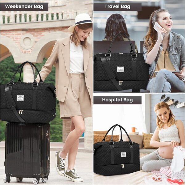 LOVEVOOK Travel Duffle Bag,Weekender Bags for Women with Shoe Compartment，Carry on Overnight Bag with Toiletry Bag,Gym Duffel Bag with Wet Pocket, Hospital Bags for Labor and Delivery - Image 6