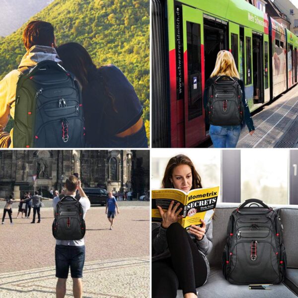 KROSER TSA Friendly Travel Laptop Backpack 17.3 inch XL Computer Backpack Water-Repellent College Daypack Business Backpack with RFID Pockets & USB Port for Men/Women-Black - Image 7
