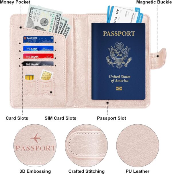 Herain Rose Gold Passport Holder for Travel, Passport Cover Wallet Case Women Men Family Cruise Ship Essentials, RFID Passport Book Holders Travel Gifts Vacation Must Haves - Image 4
