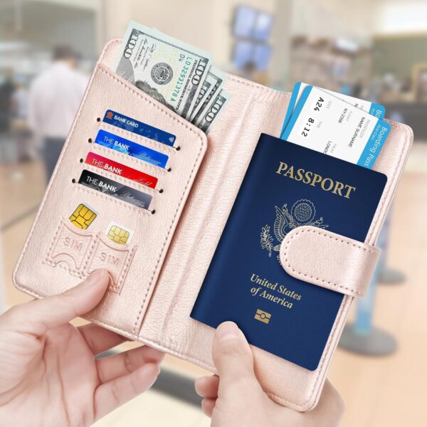 Herain Rose Gold Passport Holder for Travel, Passport Cover Wallet Case Women Men Family Cruise Ship Essentials, RFID Passport Book Holders Travel Gifts Vacation Must Haves - Image 2