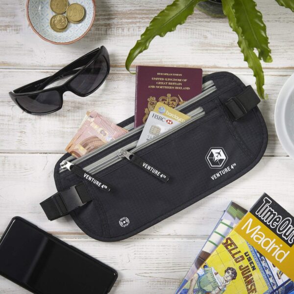Slim Minimalist Design Money Belt, RFID Blocking for Men & Women - Ideal for Keeping Your Cash, Credit Card, Passport, Phone Safe When Traveling (Black) - Image 6