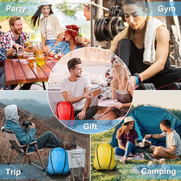 6Pcs Drawstring Backpacks Bulk String Bag Cinch Sack Pack Storage Knapsack Polyester Gift Bags Sports Drawstring Bags for Trip Gym Party Bags(6 Colors) - Image 3