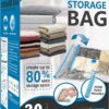 20 Pack Vacuum Storage Bags, Space Saver Bags (4 Jumbo/4 Large/4 Medium/4 Small/4 Roll) Compression for Comforters and Blankets, Sealer Clothes Storage, Hand Pump Included