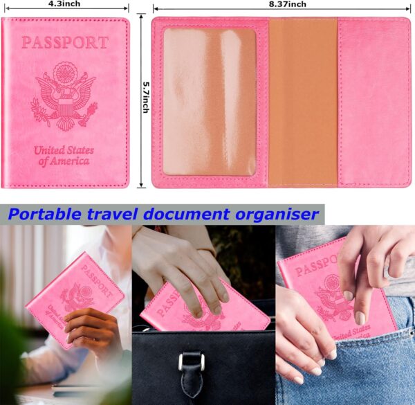 Herain Passport Holder Cover Wallet Case for 2 Women Men Family, Passport Book Holders Covers Wallets Travel Must Haves Cruise Ship Essentials (pink & purple) - Image 2