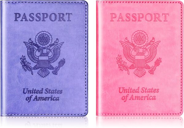 Herain Passport Holder Cover Wallet Case for 2 Women Men Family, Passport Book Holders Covers Wallets Travel Must Haves Cruise Ship Essentials (pink & purple) - Image 8