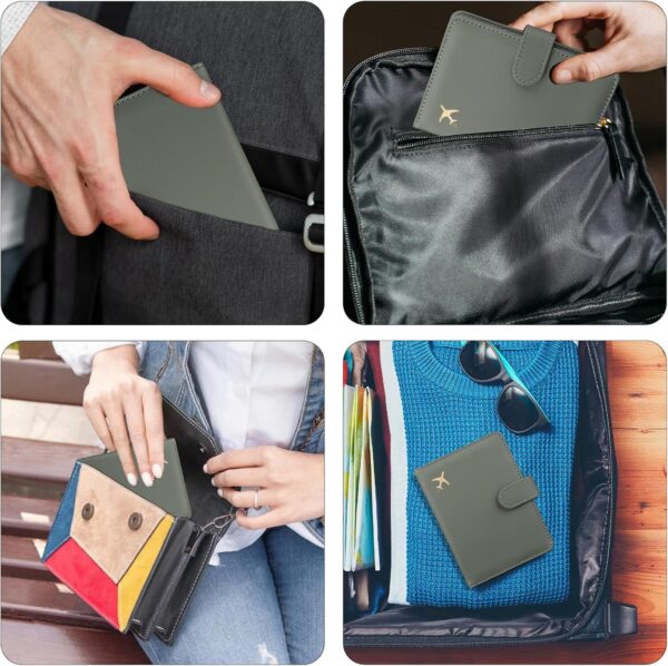 GOAUS Passport Holder for Travel with Airtag Card Slots, Money Pocket, Women Men RFID Blocking Wallet Book Case Green - Image 7