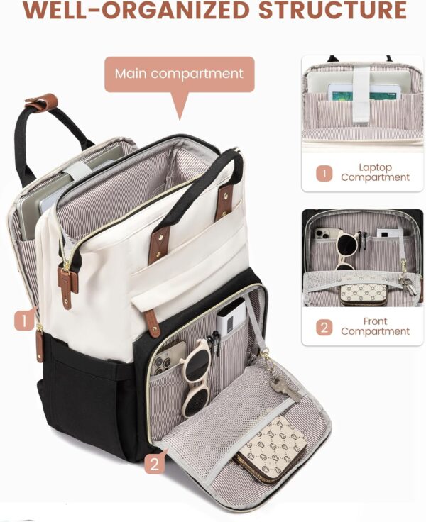LOVEVOOK Laptop Backpack for Women, 15.6'' Waterproof Nurse Bag Teacher Work Backpack Purse for Women, Travel Computer Backpack for College Office Business Ladies - Image 2