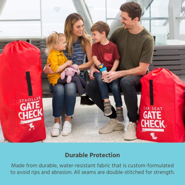 J.L. Childress Gate Check Bag for Car Seats - Travel Bag for Airplane - Includes AIRTAG Holder - Fits All Baby Car Seats, Infant Carriers & Child Booster Seats, Red - Image 4