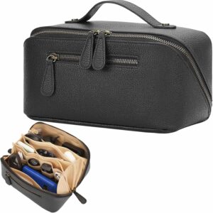 Electronic Organizer Travel Case, Portable Waterproof PU Leather Tech Pouch, Accessories Storage Bag, Compact Travel Cord Organizer for Cable, Charger, Phone, Earbuds (3L Black)